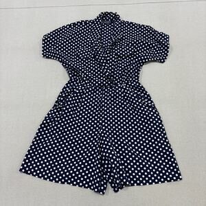 Cimarron Dress Navy Polka-Dot Romper Jumpsuit Shorts 11/12 Vintage 80's 90s